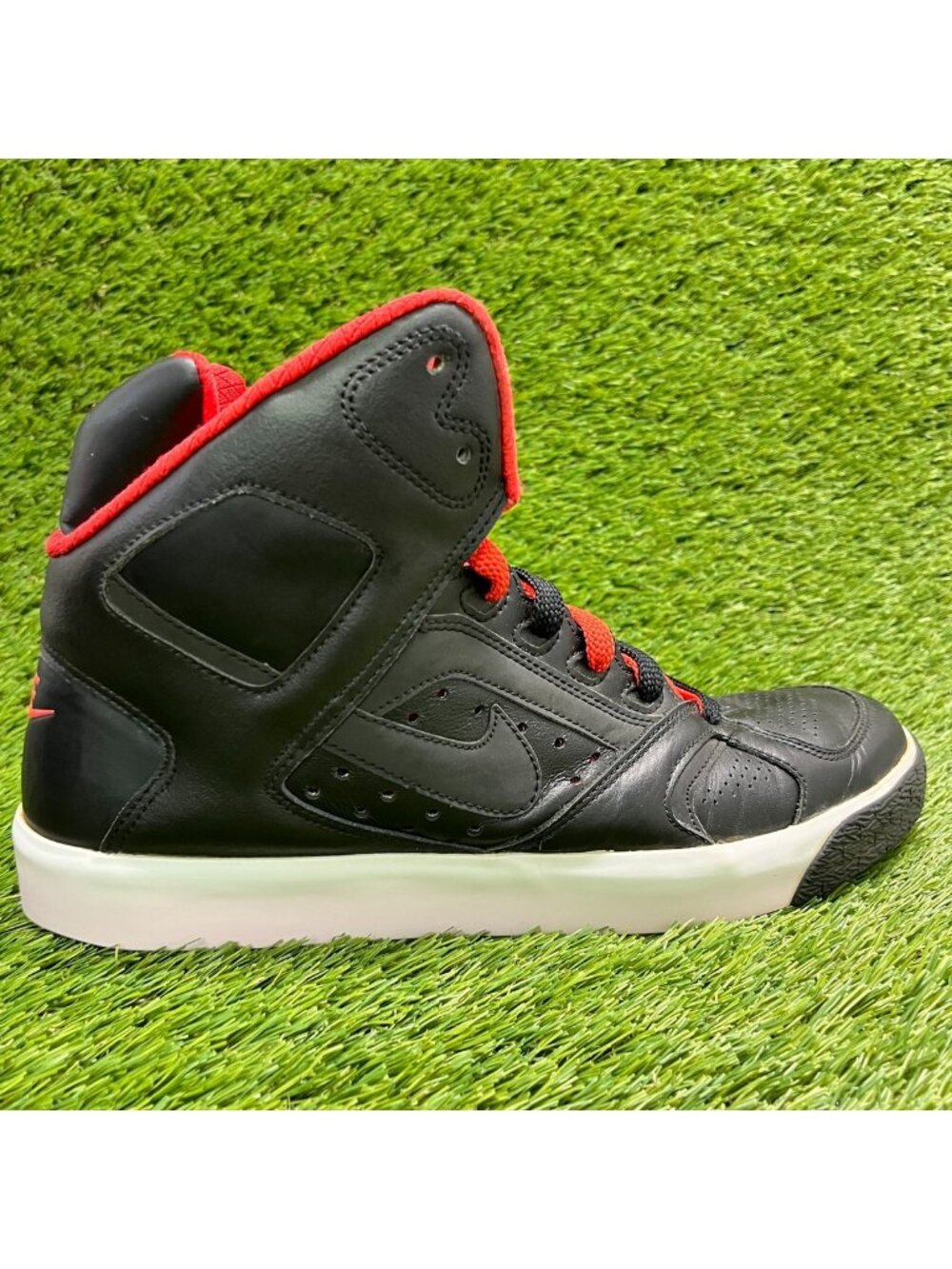 Nike Auto Flight High Mens Size 12 Black Red Athletic Basketball Shoes Sneakers
